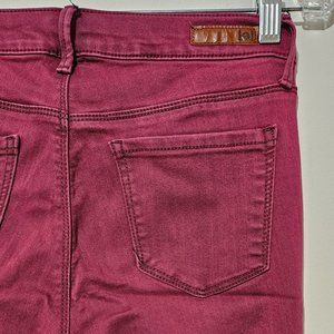 LEI Mid Rise Skinny Jeans Size 9 x 28 Maroon Stretch Pants Ankle Jeggings Short